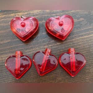 Red Heart-Shaped Plastic Charms